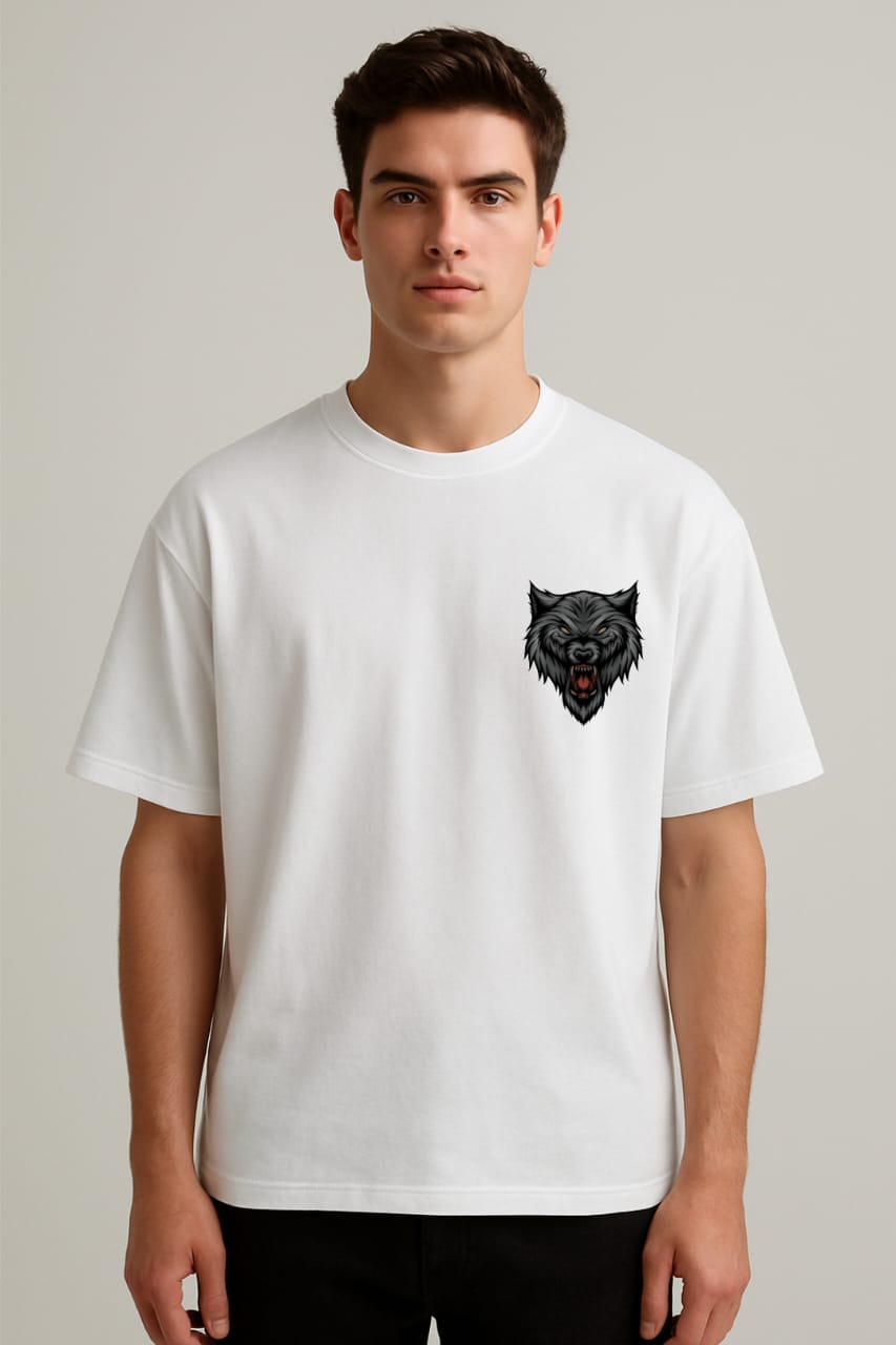 Night Howl – Black Wolf Back Print Oversized Tee | RageWolf