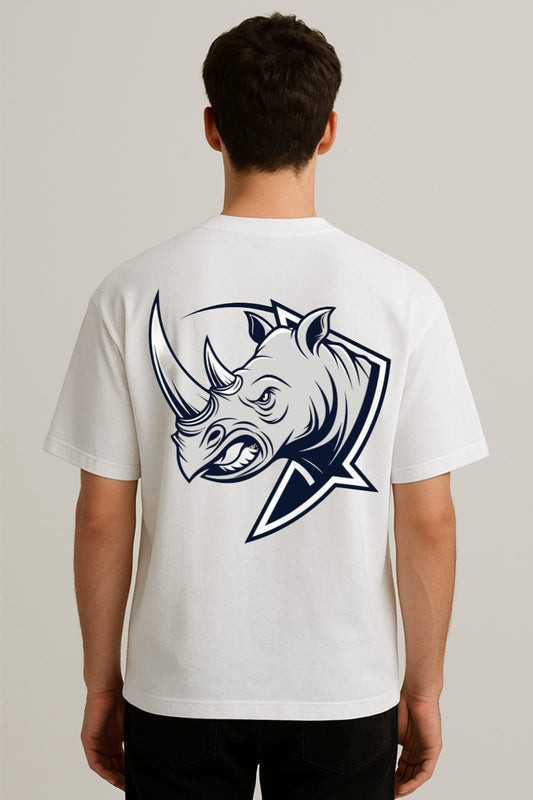 Iron Horn – Rhino Back Print Oversized Tee | RageWolf