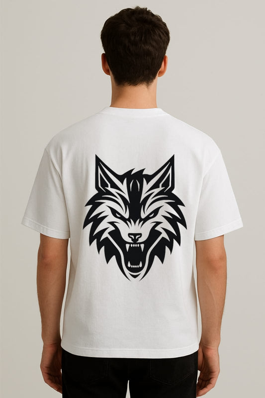 Savage Alpha – Wolf Back Print Oversized Tee | RageWolf.