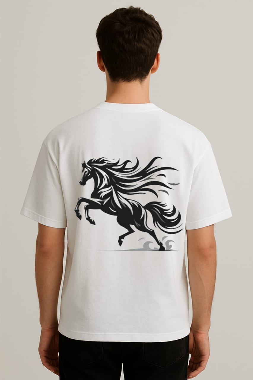 Spirit of Chetak – Horse Back Print Oversized Tee | RageWolf.