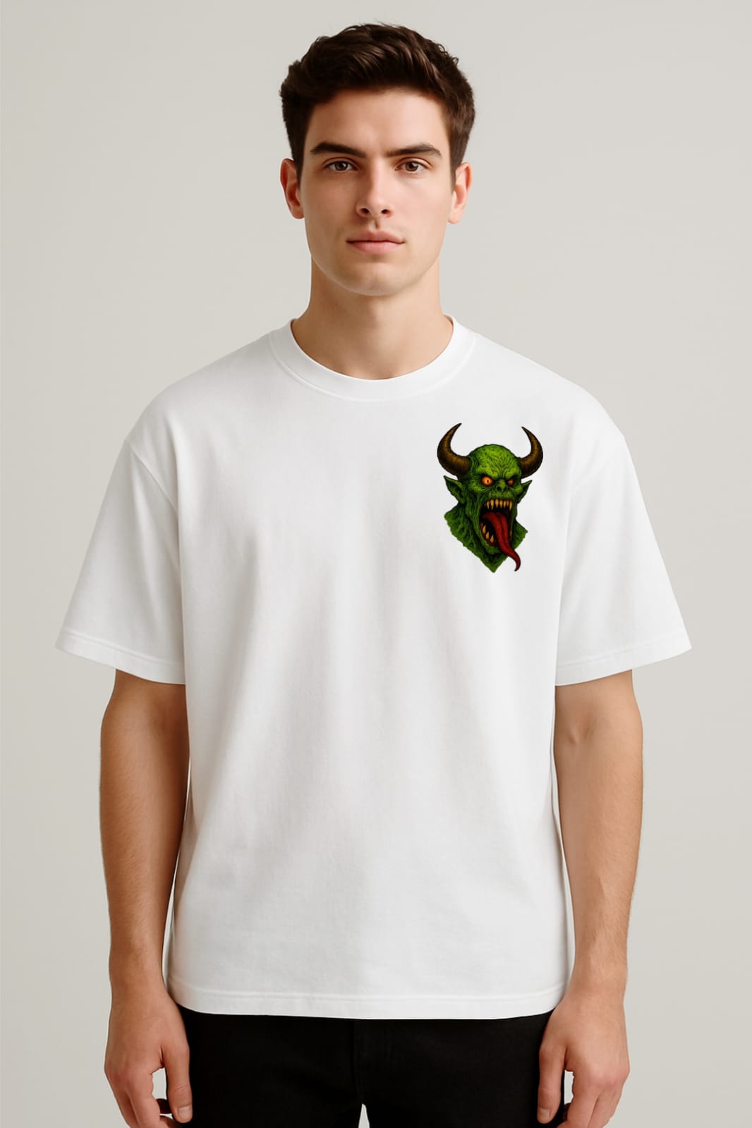 Demon’s Wrath – Horned Beast Oversized Tee | RageWolf