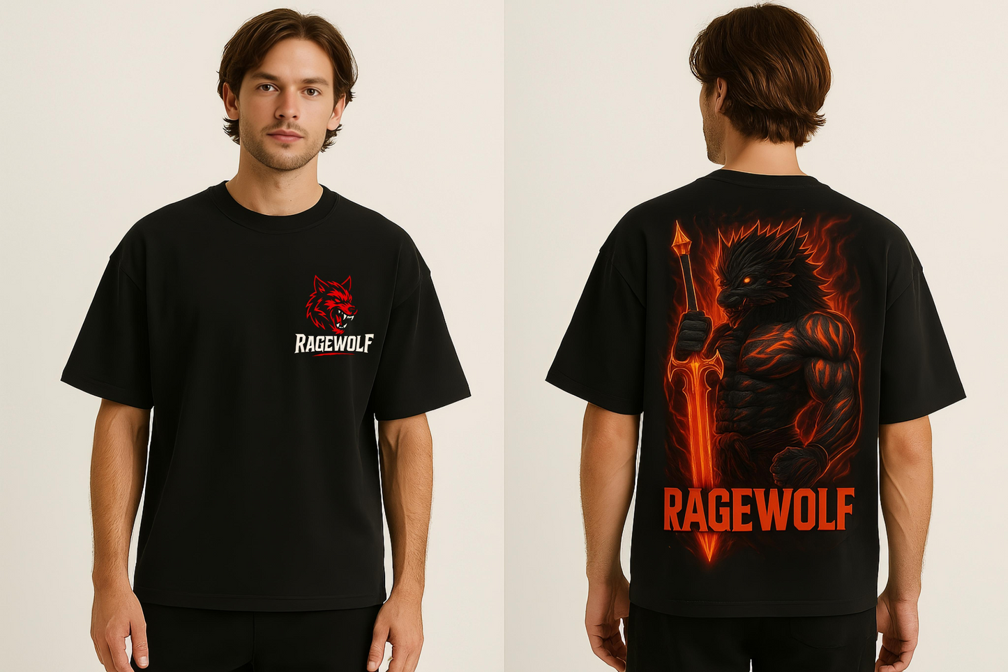 Warrior Wolf Drop Shoulder T-Shirt