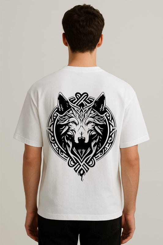 “Royal Wolf – Tribal Back Print Oversized Tee | RageWolf