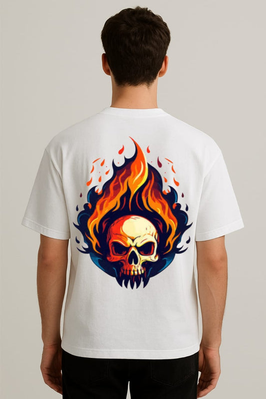 Inferno Skull – Flames of Fury Oversized Tee | RageWolf