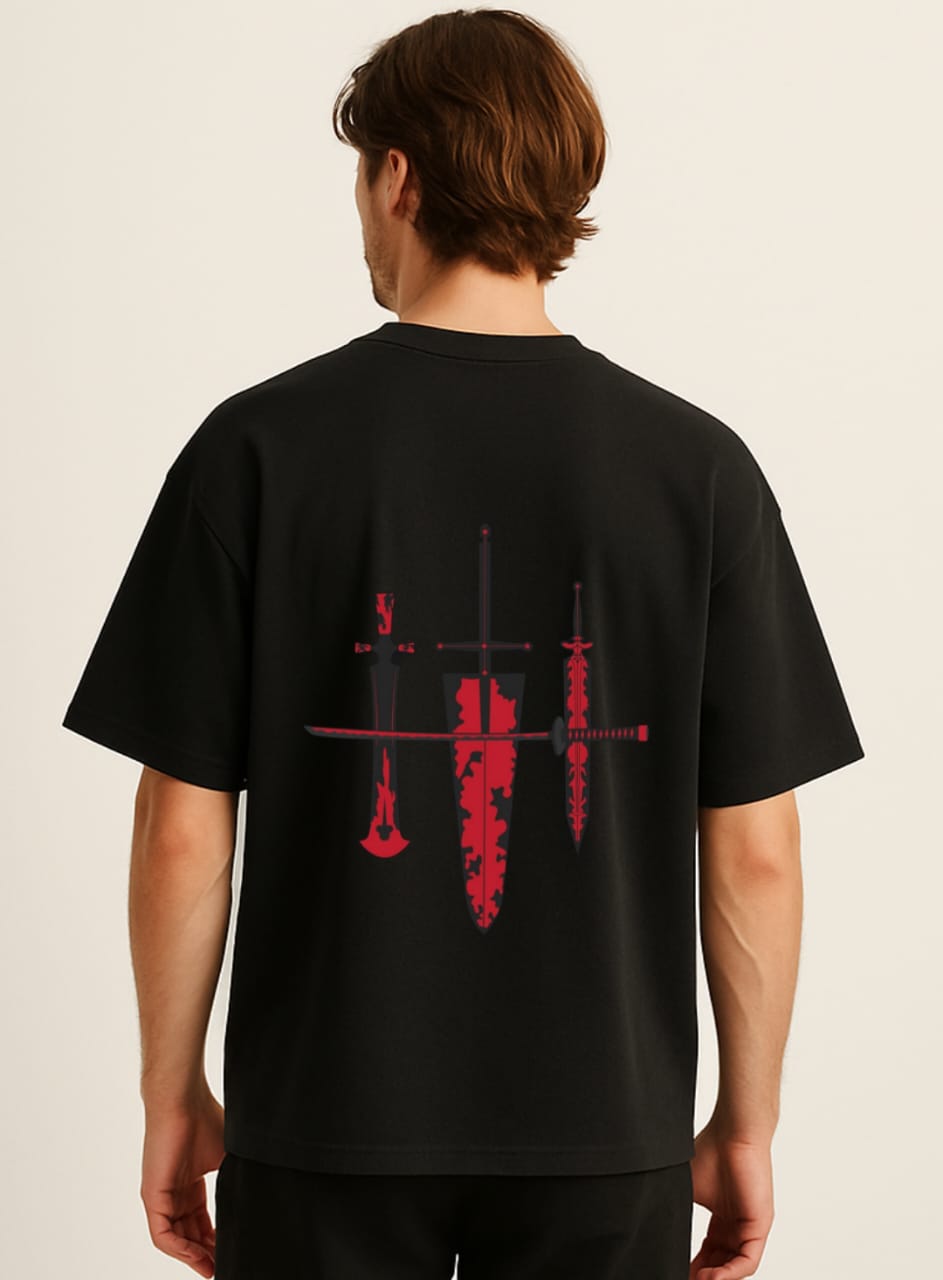 Crimson Blades – Warrior’s Oath Oversized Tee | RageWolf