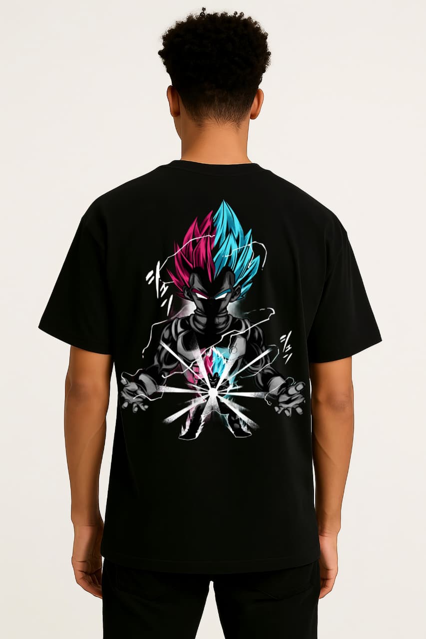 Dark & Divine – Vegeta Black X Blue Streetwear Tee | RageWolf